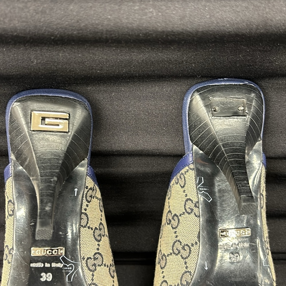 Gucci 2022 Supreme Crystal GG Monogram Heeled Mules, size 39 new without tags. - Picture 5 of 10